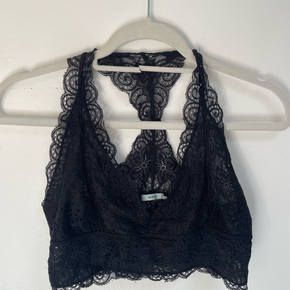 Kimchi Blue Black Lace Halter Bralette